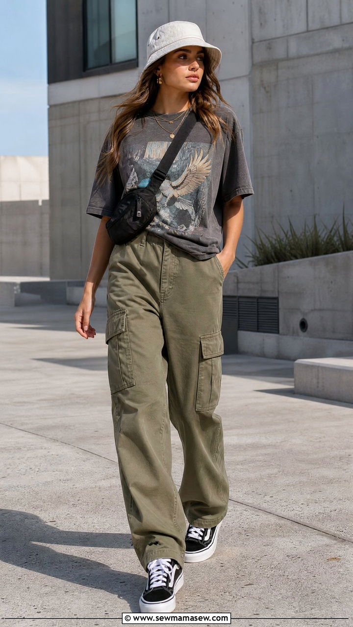 Graphic Tee With Cargo Pants - 25 how to style graphic tee