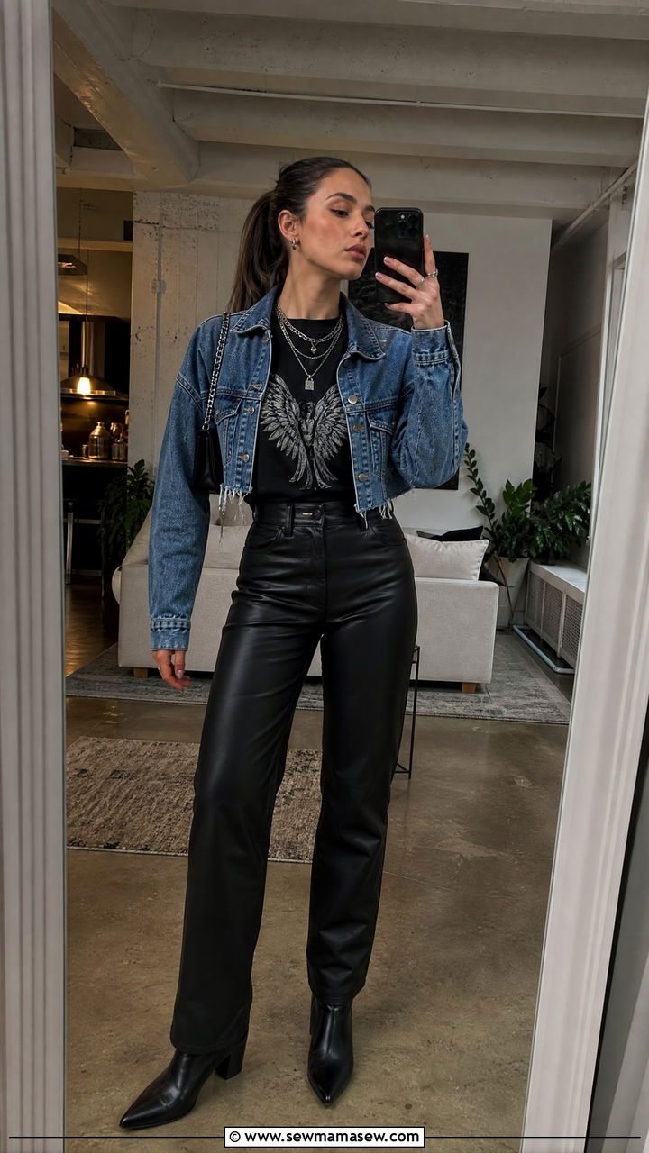 Graphic Tee With Leather Pants - 25 how to style graphic tee