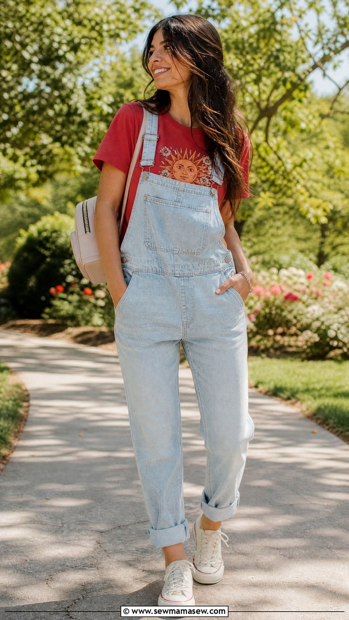 Graphic Tee With Overalls - 25 how to style graphic tee
