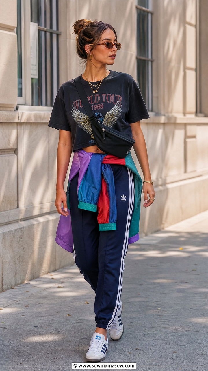 Graphic Tee With Track Pants And Retro Sneakers - 25 chic graphic tee outfit ideas