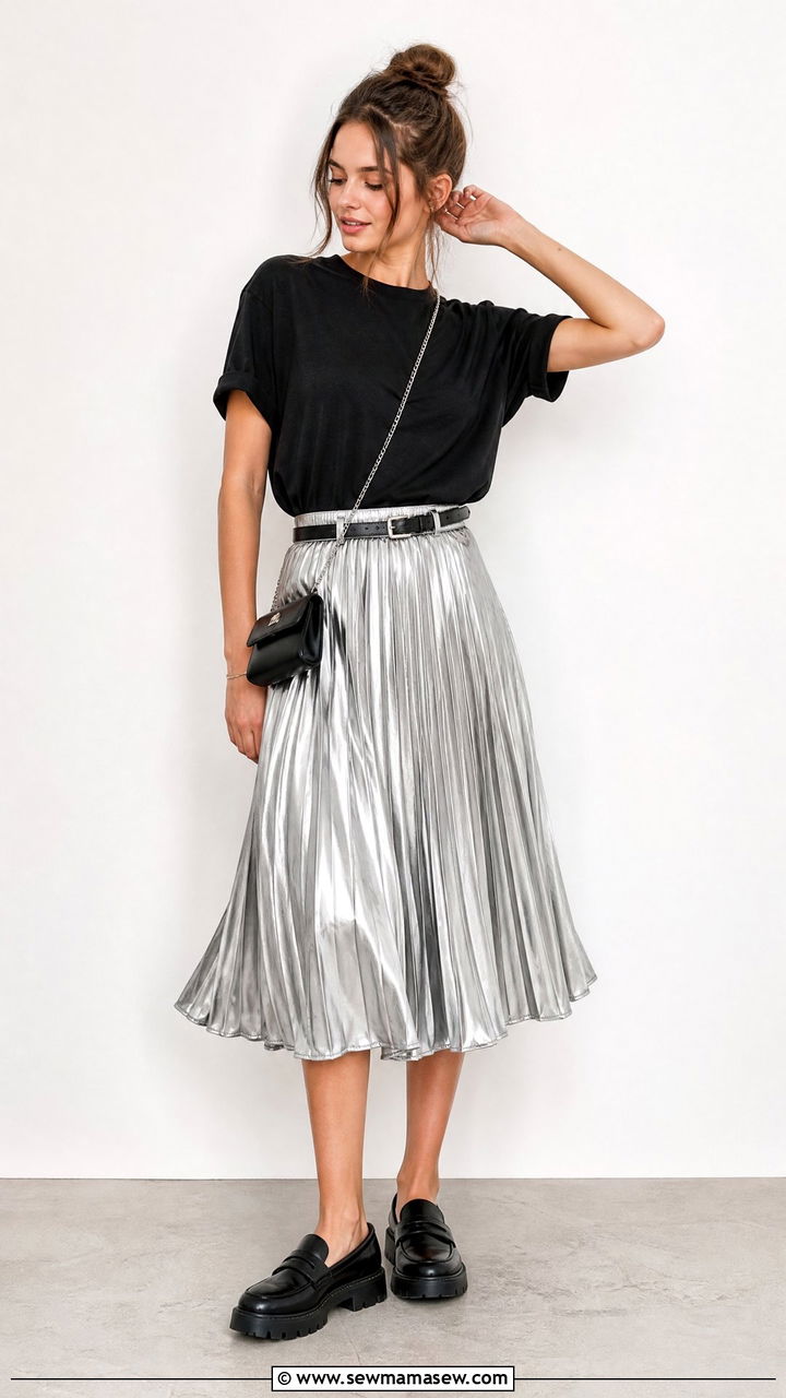 Graphic Tee With a Pleated Skirt - 25 how to style graphic tee