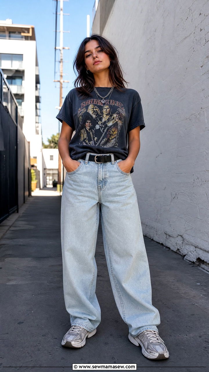 Graphic Tee and Baggy Jeans Outfit - 30 streetwear outfits for women