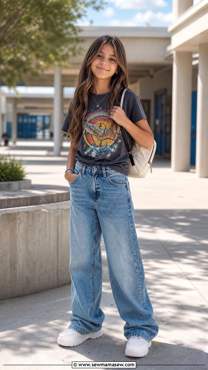 Graphic Tee and Baggy Jeans Outfit - 30 Tween outfit ideas aesthetic