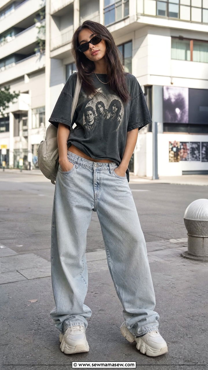 Graphic Tee and Baggy Jeans Y2K Outfit - 25 Y2K outfits inspo