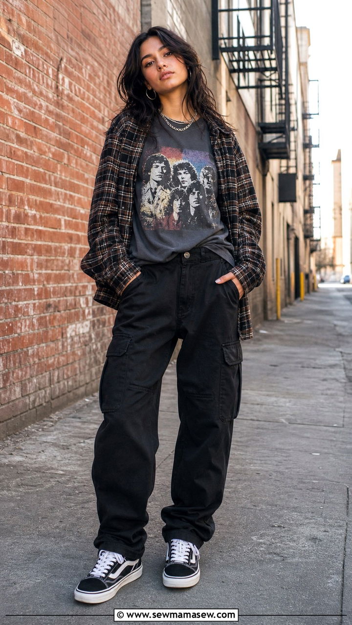 Graphic Tee and Cargo Pants Outfit - 40 cargo pants outfits ideas