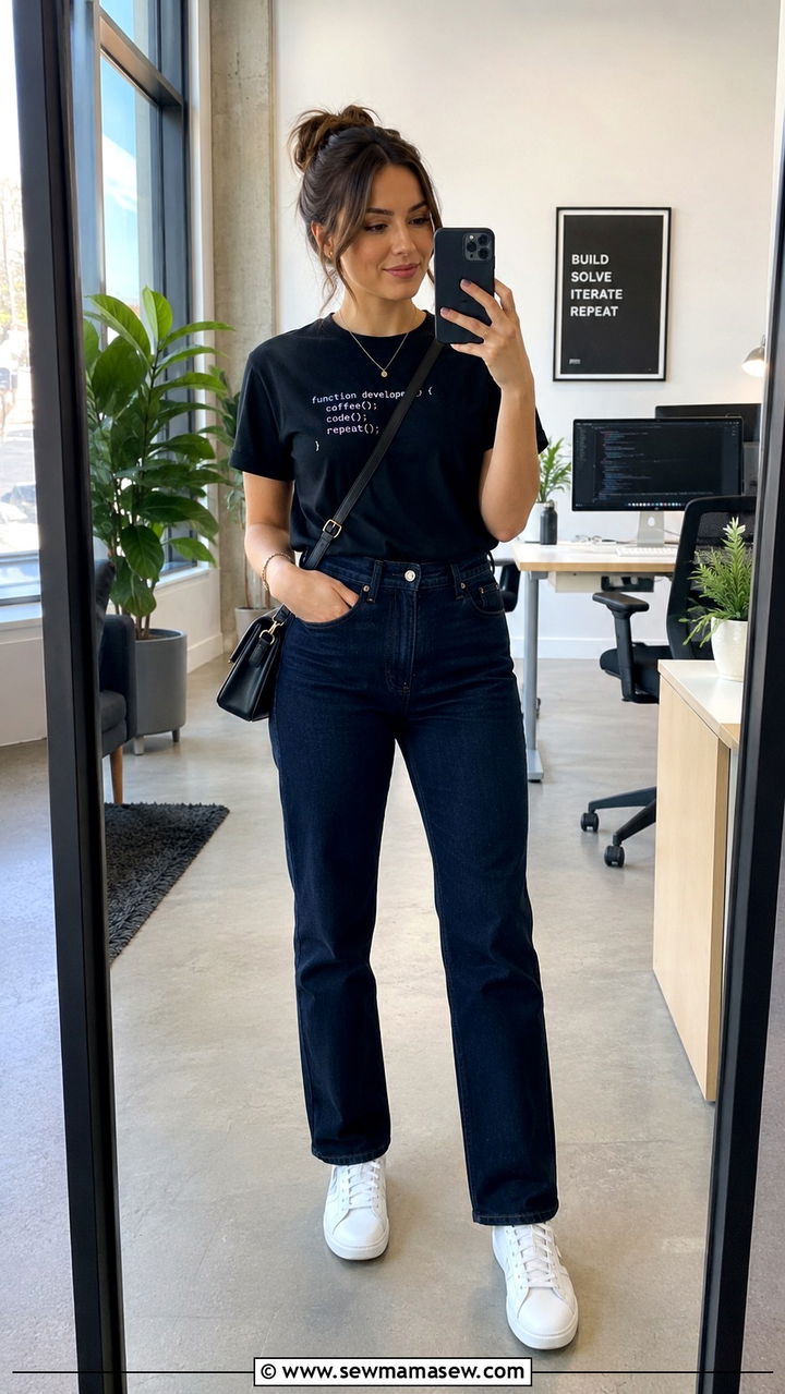 Graphic Tee and Dark Jeans Outfit - 30 Developer outfit ideas