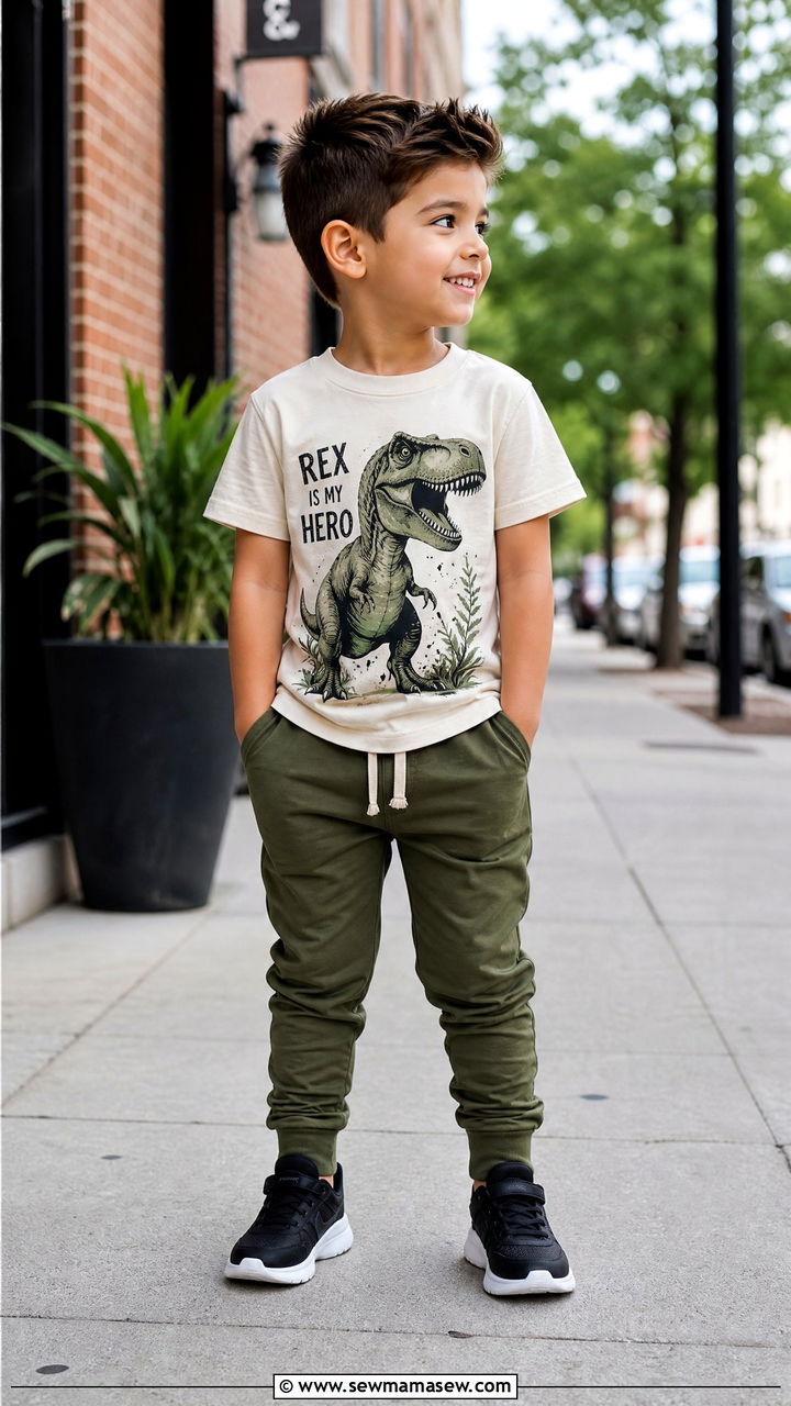 Graphic Tee and Joggers for Kindergarten Boy - 25 Kindergarten outfit ideas