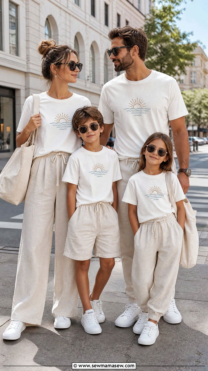 Graphic Tee and Linen Pants Matching Family Outfits - 30 Matching summer family outfits