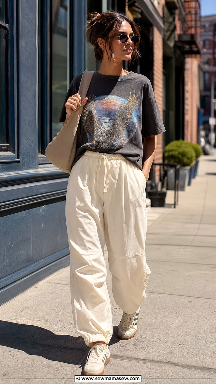 Graphic Tee and Parachute Pants Casual Outfit 2026 - 25 casual outfits 2026