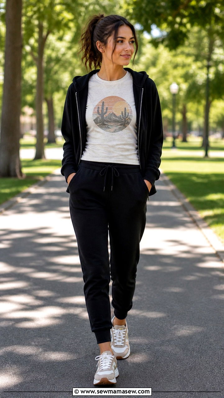 Graphic Tee with Biker Shorts and Chunky Sneakers - 40 casual graphic tee outfits