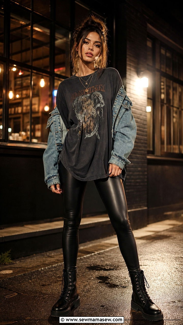 Graphic Tee with Wide Leg Trousers and Loafers - 40 casual graphic tee outfits