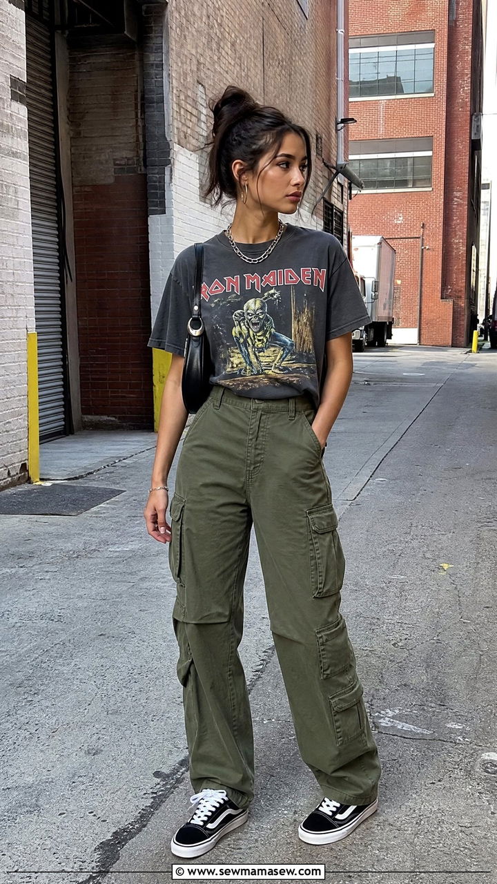 Graphic tee and cargo pants outfit - 25 How to dress in your 20s