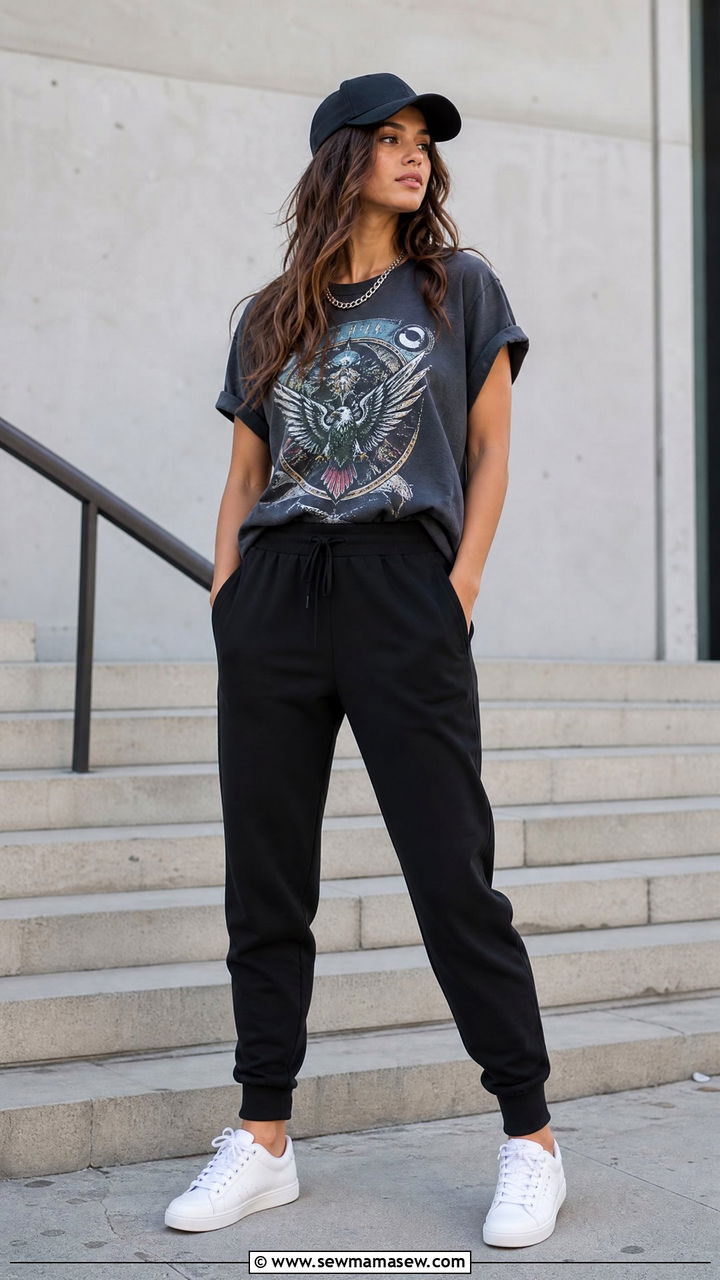 Graphic tee and joggers - 30 Spring outfits for high school