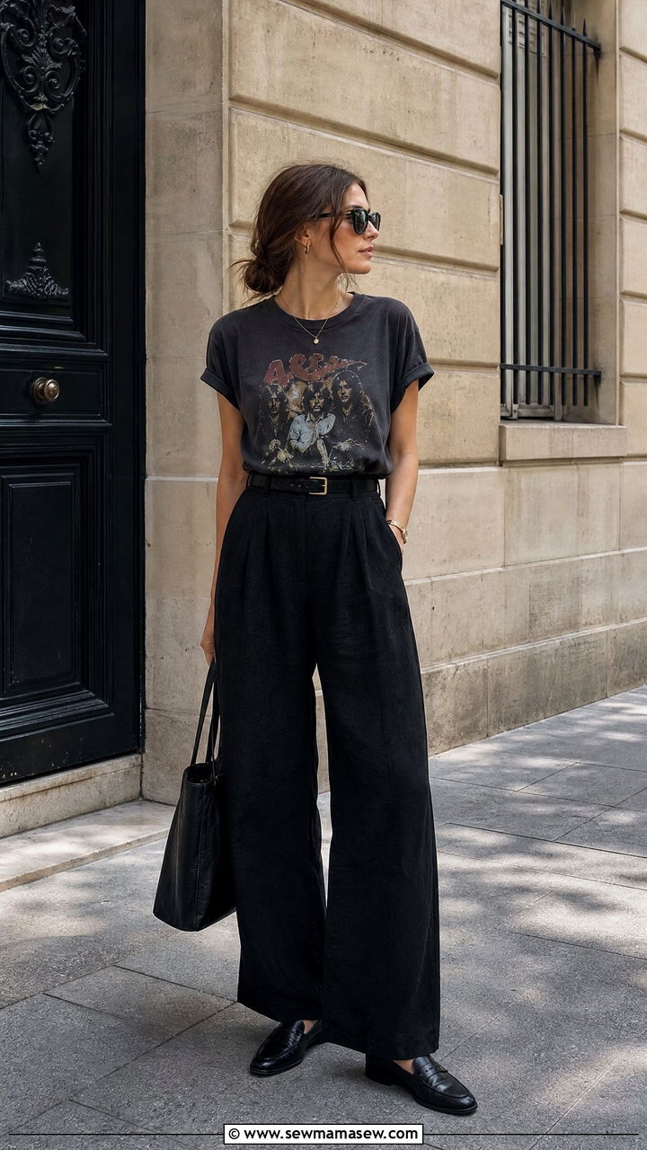 Graphic tee and linen pants outfit - 30 How to style linen pants