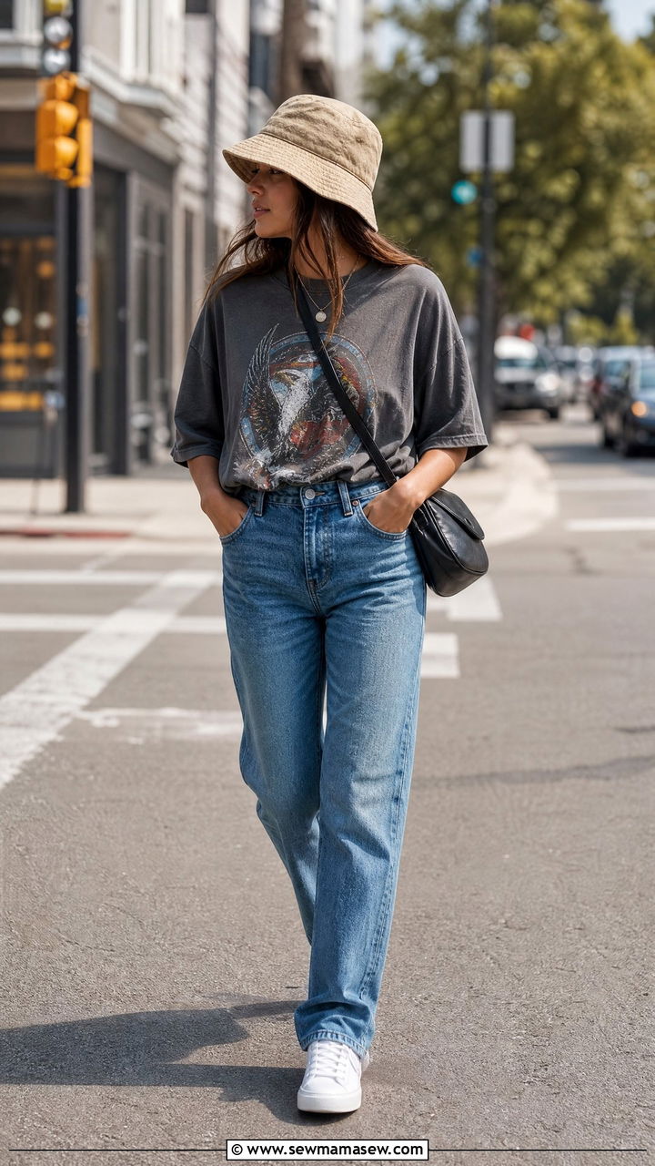 Graphic tee jeans and bucket hat outfit - 25 How to style a bucket hat