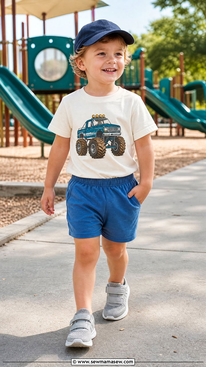 Graphic tee shorts preschool outfit - 30 Preschool outfit ideas
