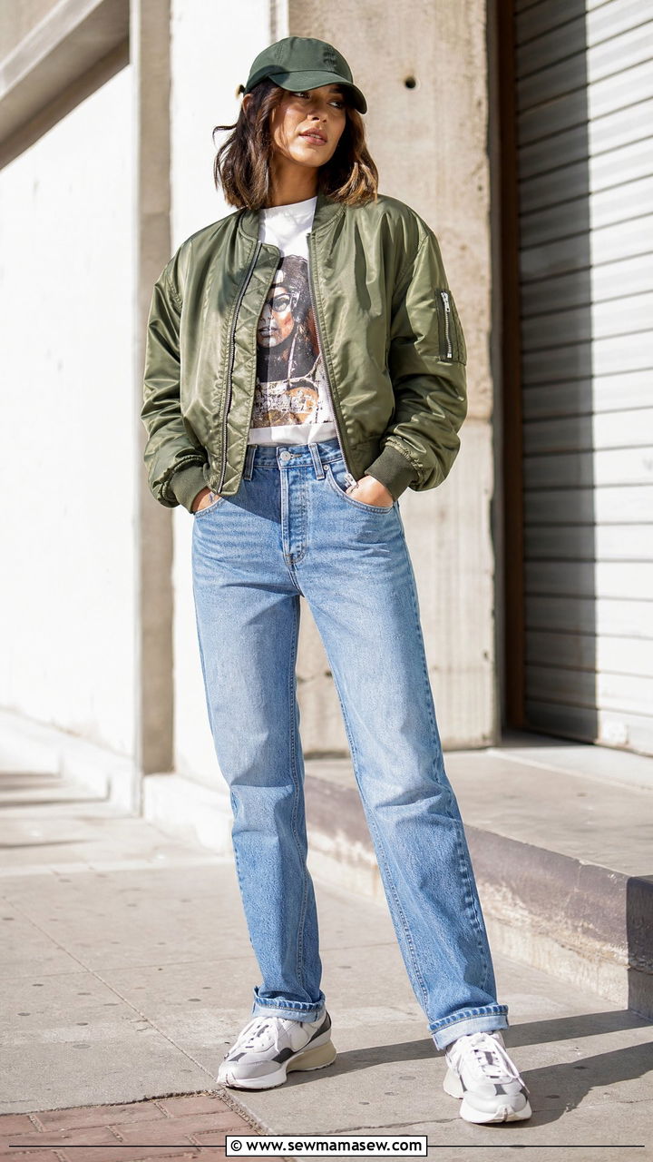 Graphic tee with a bomber jacket - 35 How to style a graphic tee