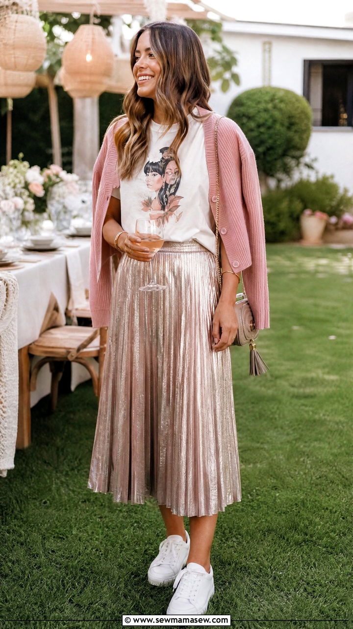 Graphic tee with a pleated skirt - 35 How to style a graphic tee