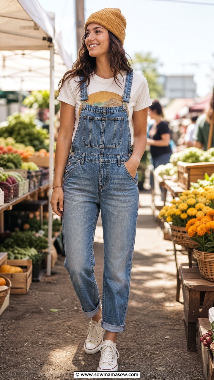 Graphic tee with overalls - 35 How to style a graphic tee