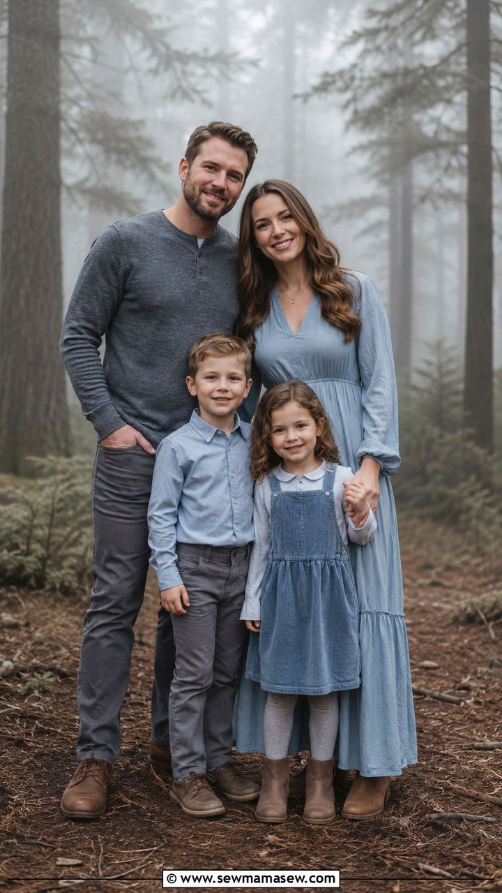Gray And Soft Blue Family Portrait Outfits - 30 classy family photo outfits
