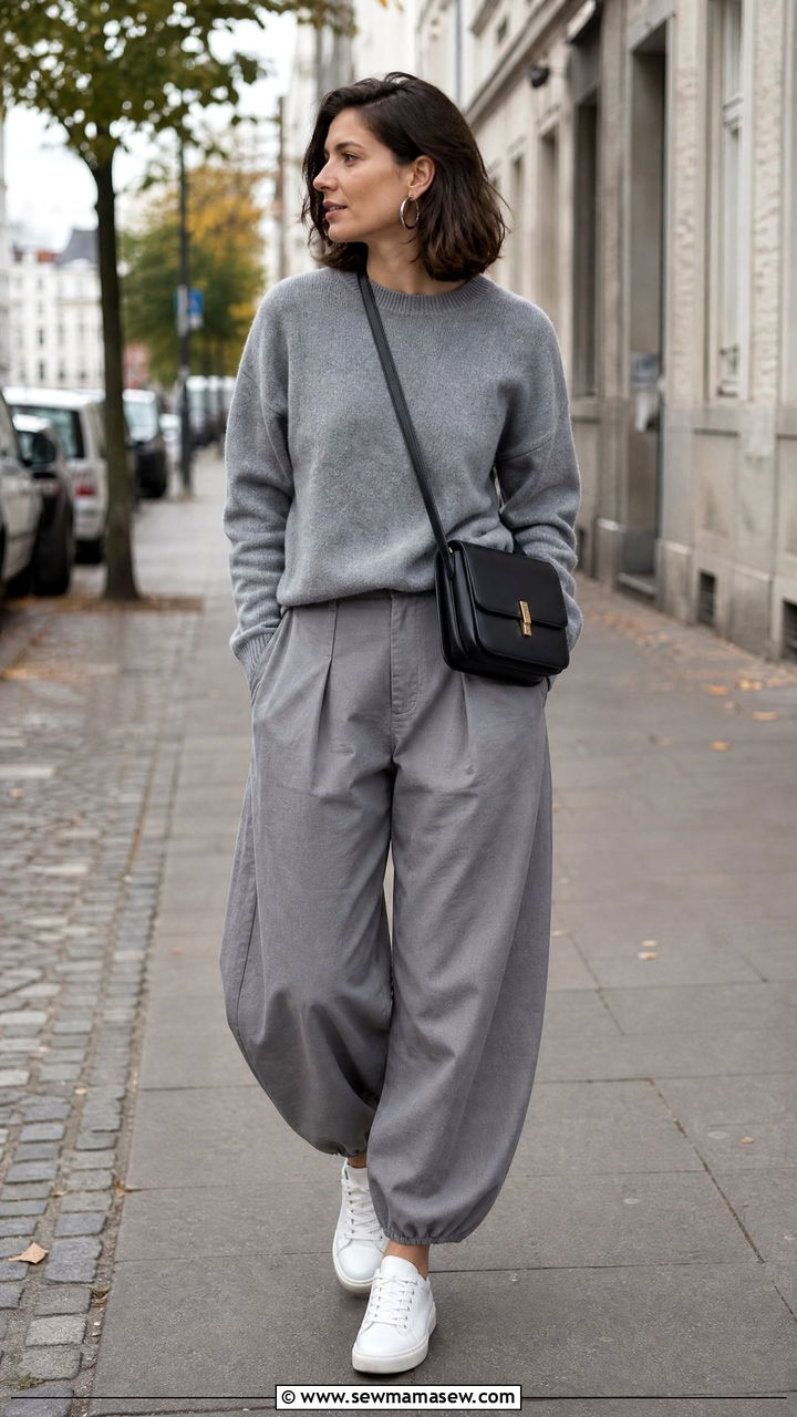 Gray Balloon Pants Outfit - 25 classy balloon pants outfits