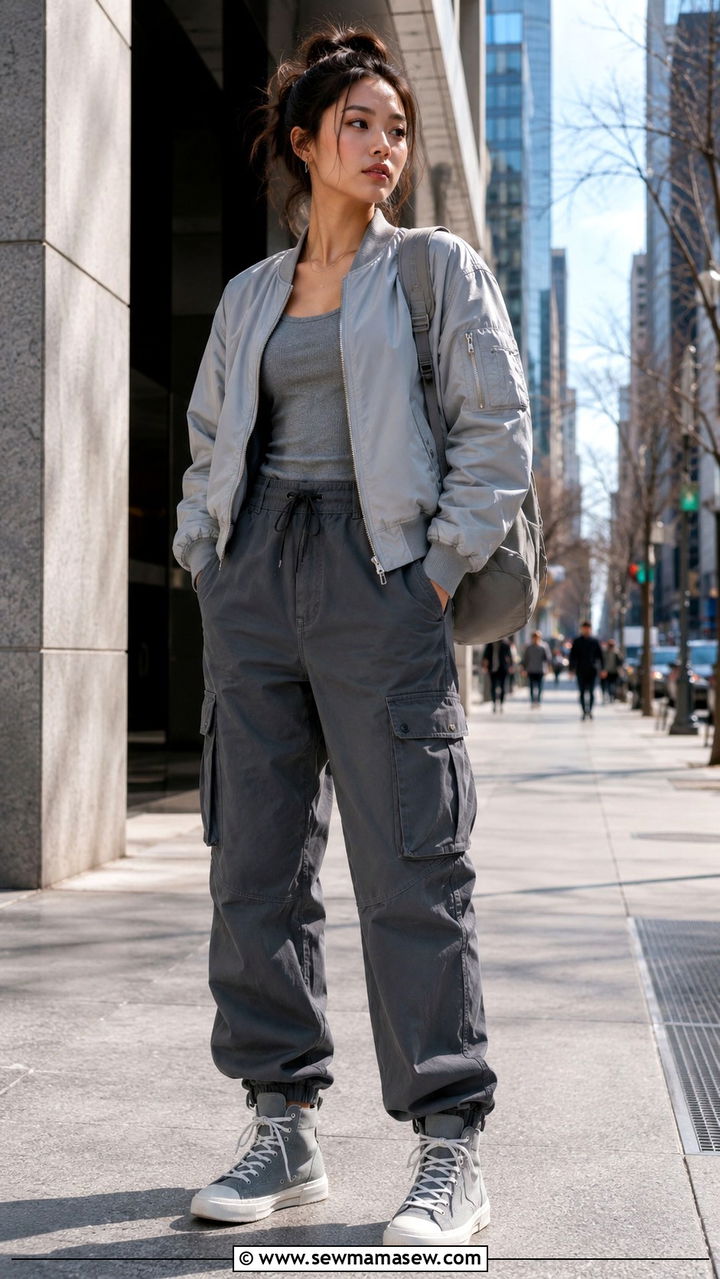Gray Bomber Jacket and Cargo Trousers - 30 Monochromatic gray outfits