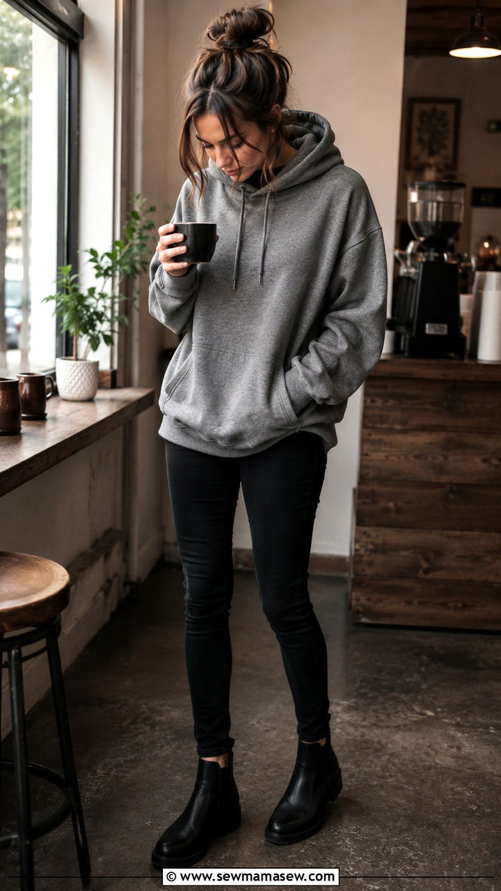 Gray Hoodie and Black Jeans Outfit - 30 Gray outfit ideas
