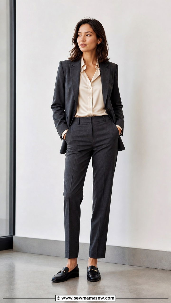 Gray Tailored Suit With Loafers Outfit - 40 Old money outfit ideas