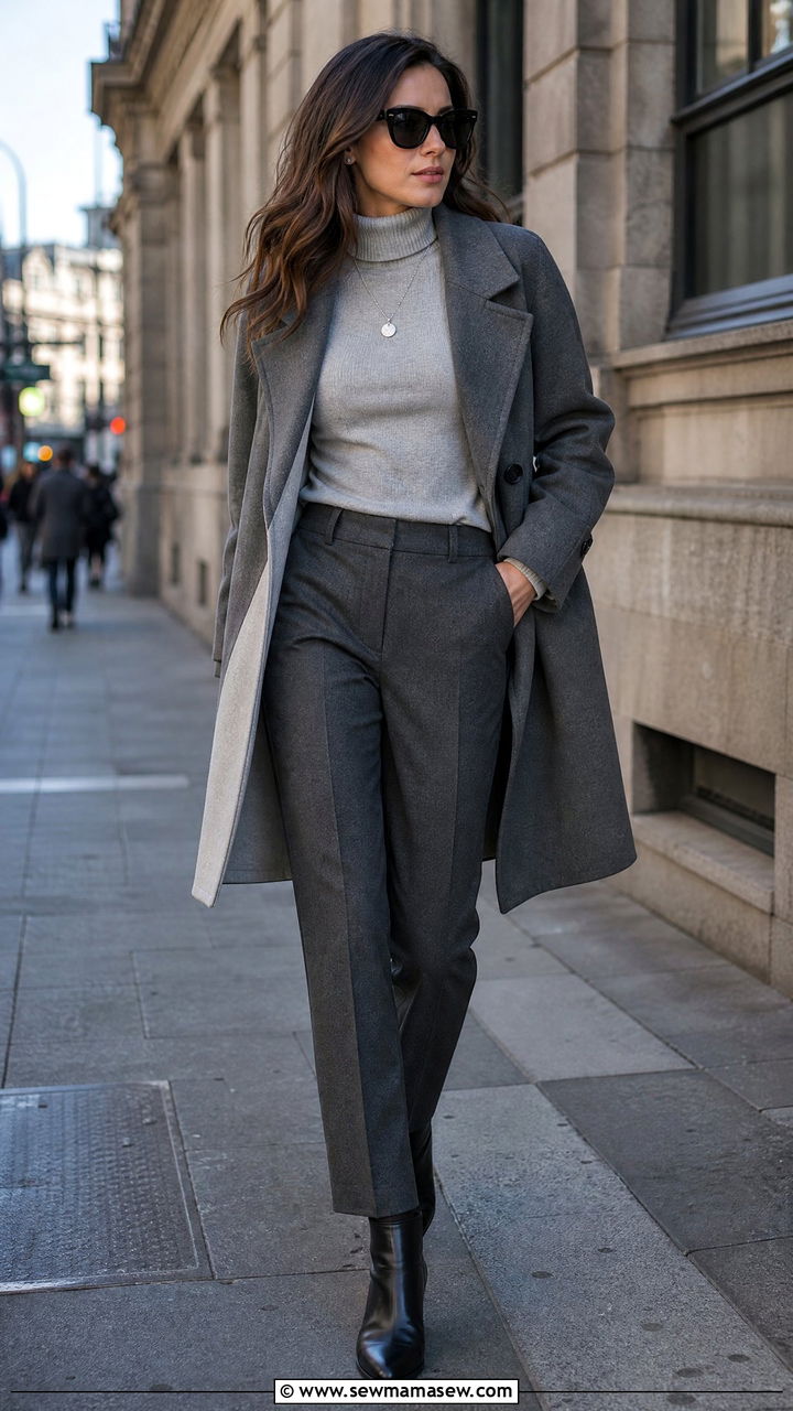 Gray Turtleneck Outfit With Tailored Trousers - 25 Interior designer outfit ideas