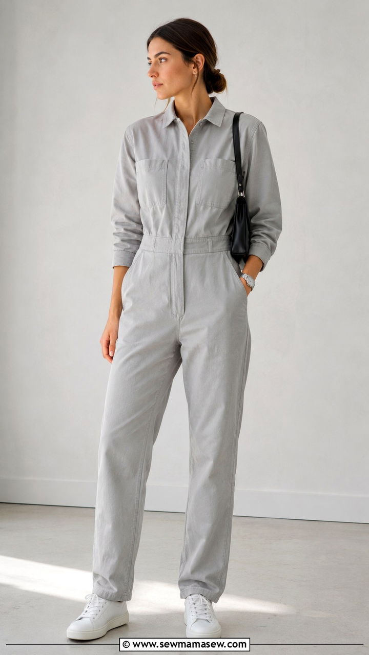 Gray Utility Jumpsuit Minimal Outfit - 30 Utility jumpsuit outfit ideas