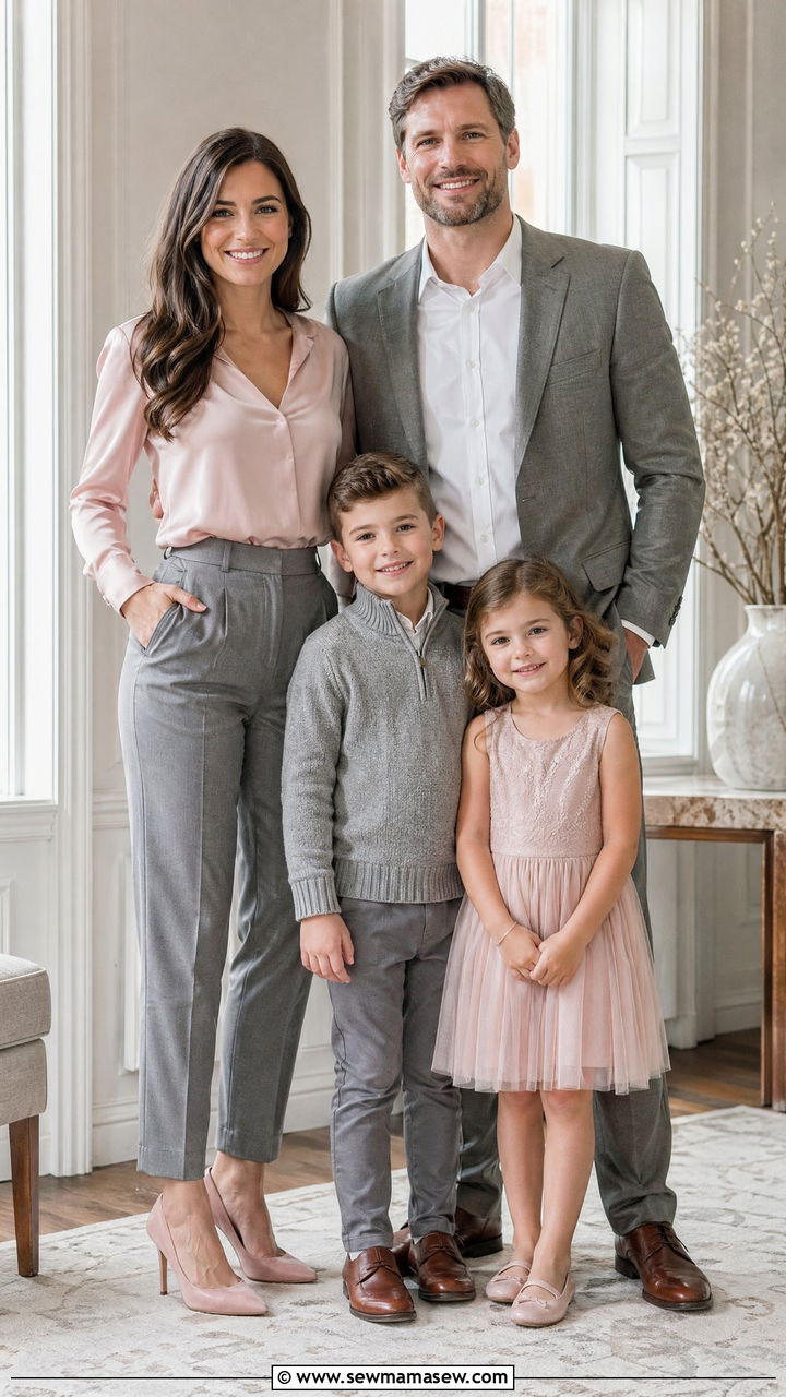 Gray and Blush Family Photo Outfits - 35 family photo outfits
