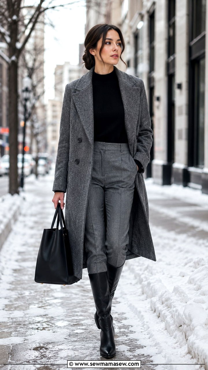 Gray coat with matching trousers - 30 Gray outfit ideas for work