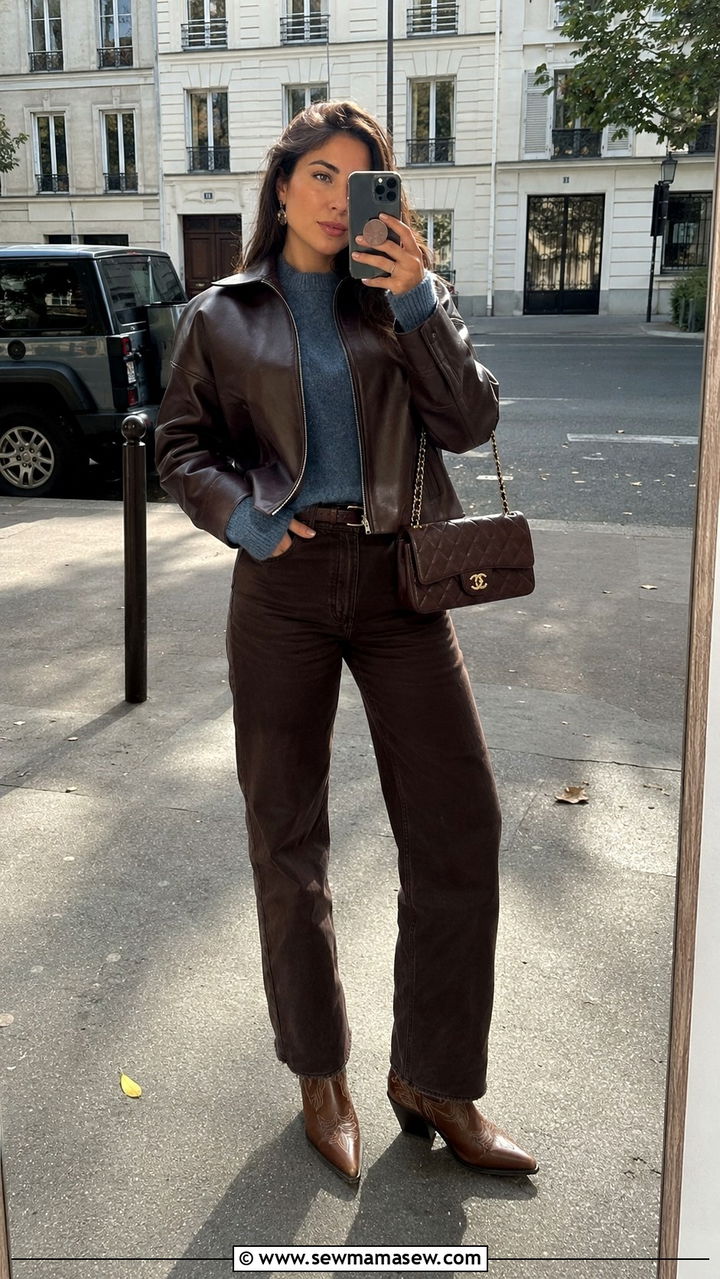 Grece Ghanem Leather Jacket and Cowboy Boots Outfit - 20 Grece Ghanem outfit ideas