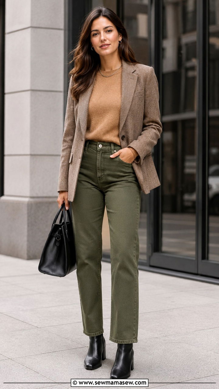 Green Jeans With Ankle Boots Outfit - 30 Green jeans outfit ideas