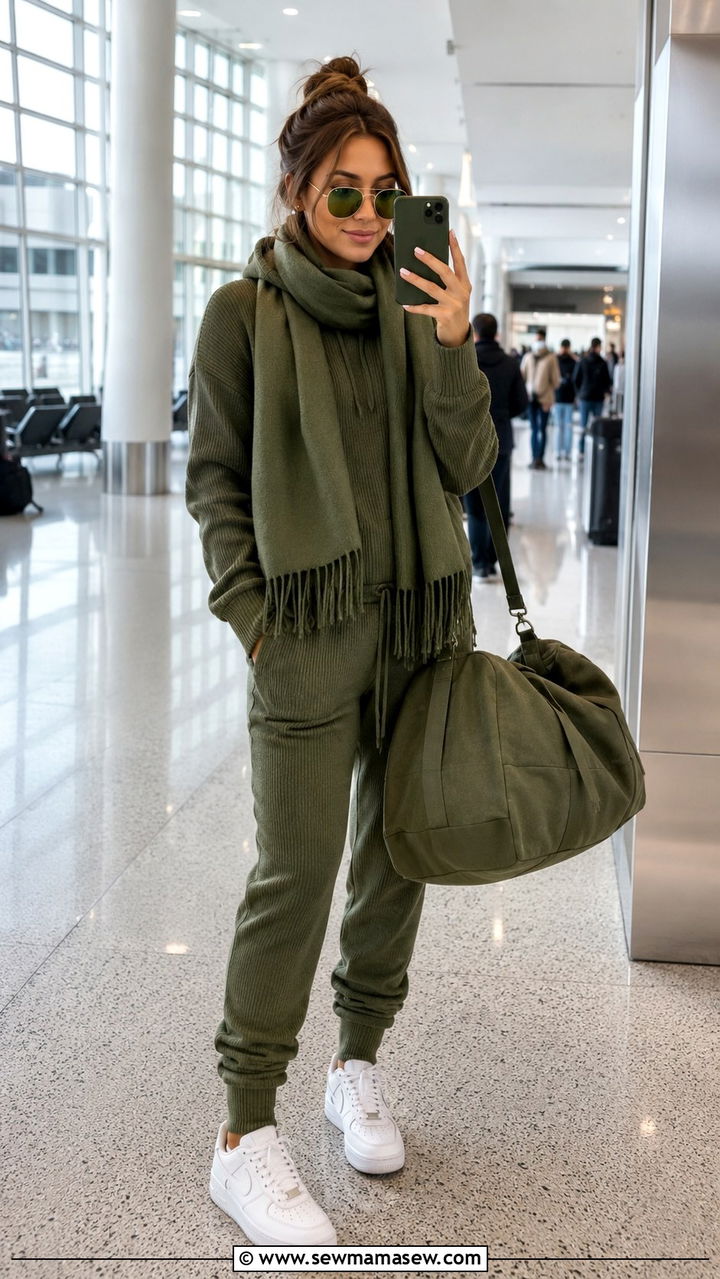 Green Monochrome Airport Outfit - 30 Monochromatic green outfits