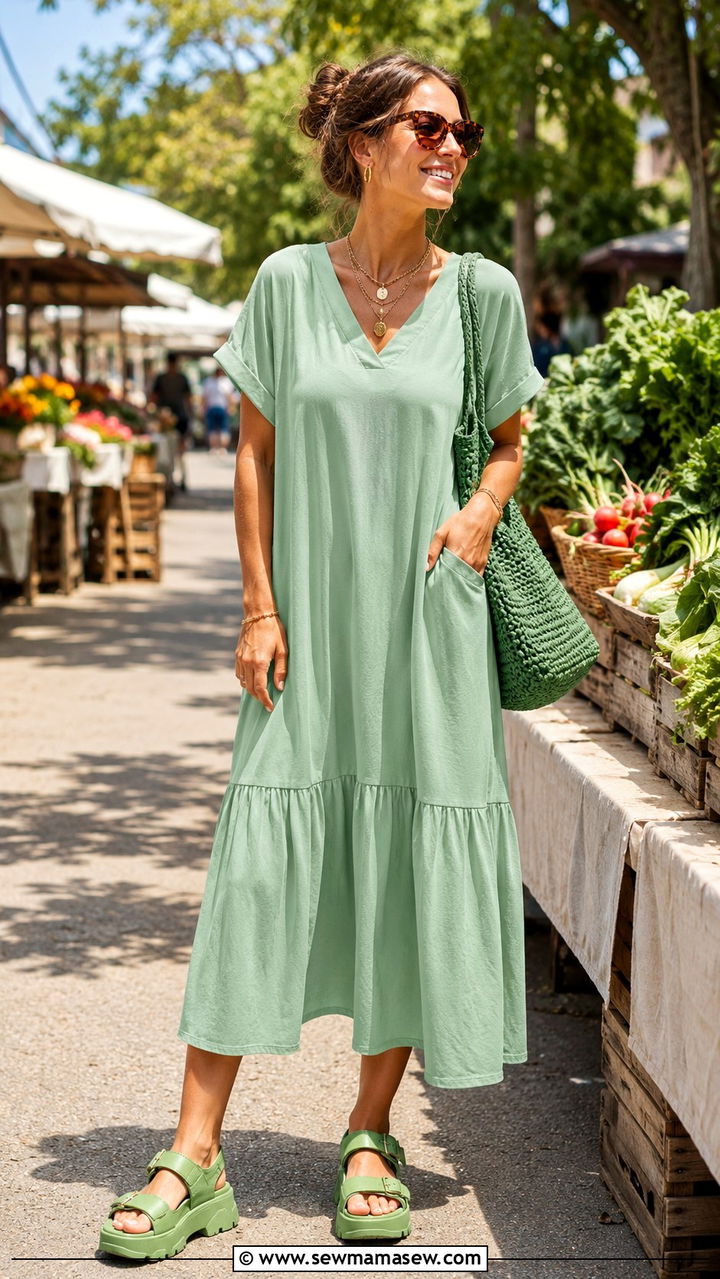 Green Monochrome Outfit With Chunky Sandals - 30 Monochromatic green outfits