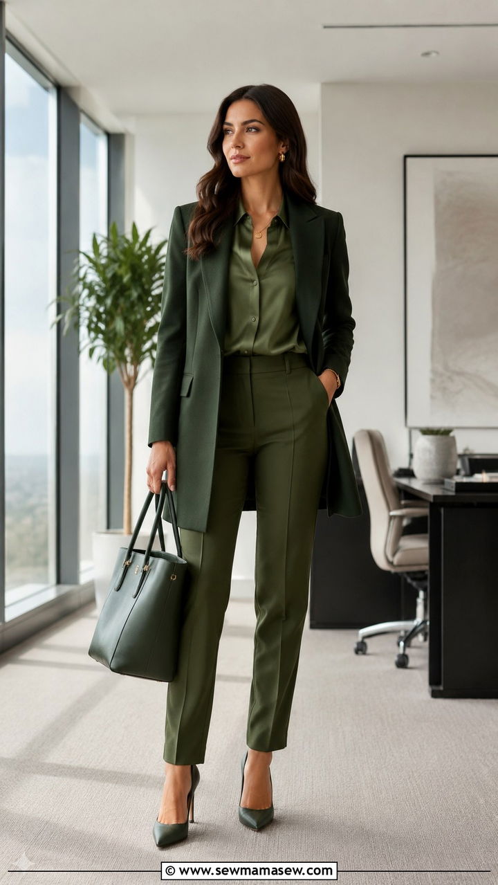 Green Monochrome Work Outfit - 30 Monochromatic green outfits