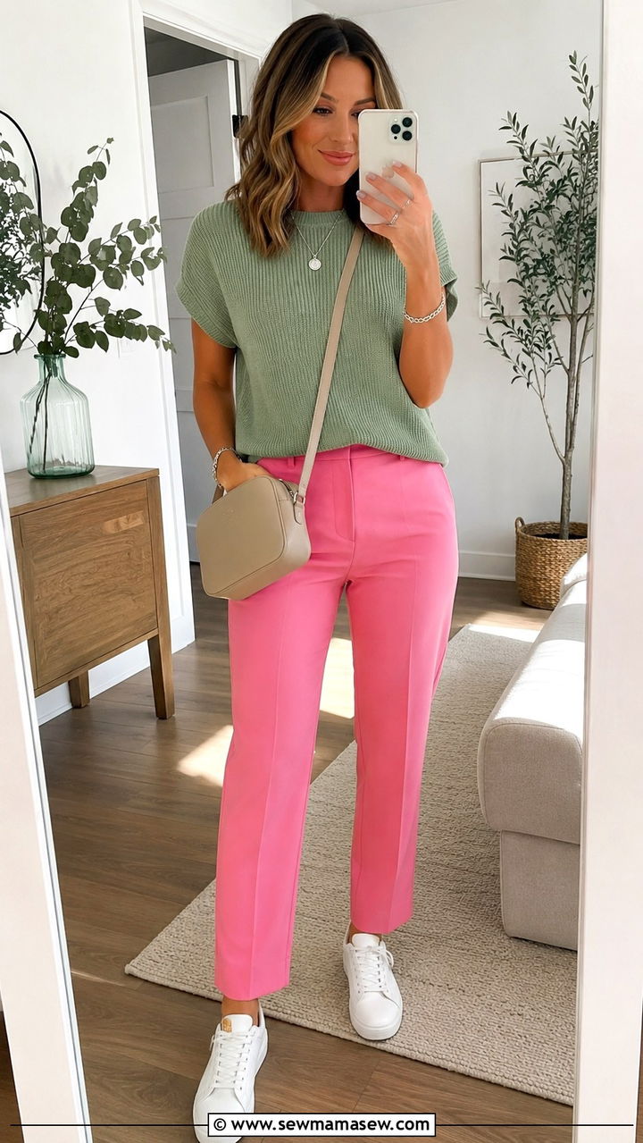 Green Top And Pink Pants Outfit - 25 Pink and green outfit ideas