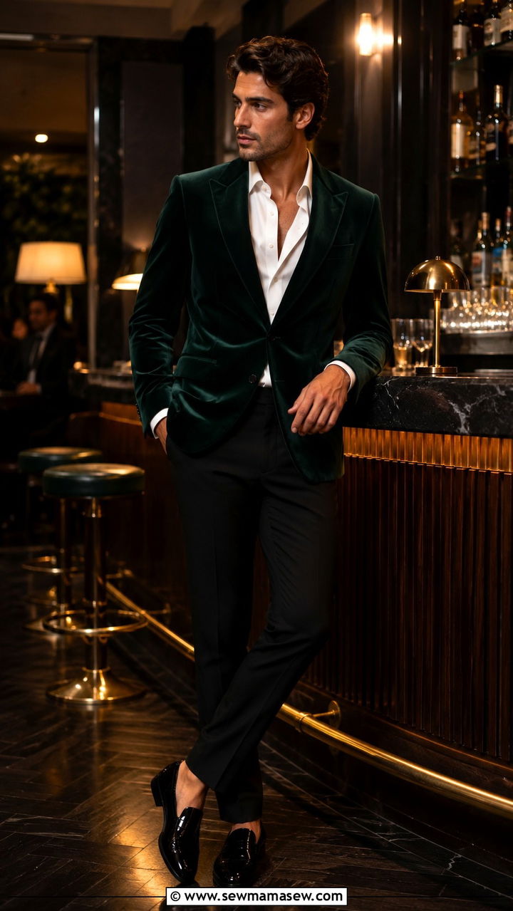 Green Velvet Evening Jacket - 20 Quiet luxury outfit ideas Succession Kendall