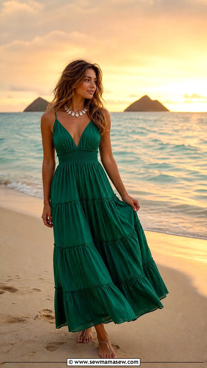 Green maxi dress for beach photoshoot - 40 What to wear in Honolulu
