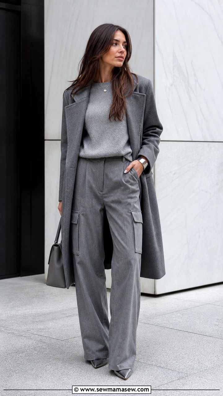 Grey Cargo Pants Monochrome Outfit - 40 cargo pants outfits ideas