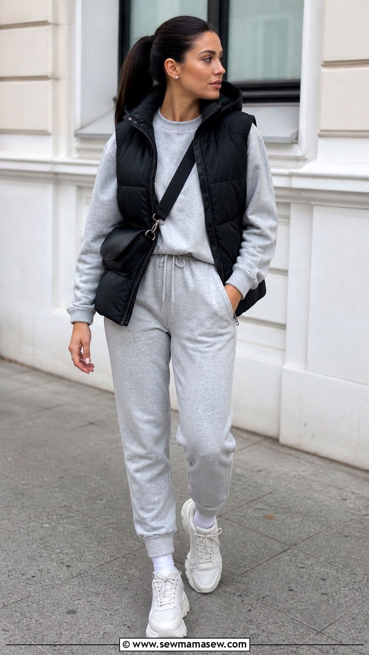 Grey Matching Sweatsuit With Sneakers - 40 matching set outfits