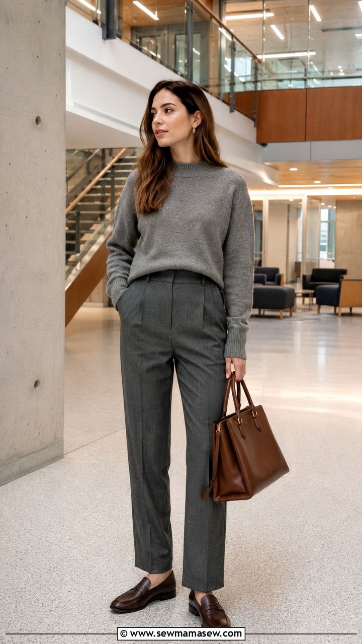 Grey Monochromatic Suit with Brown Loafers Outfit - 25 Researcher outfit ideas
