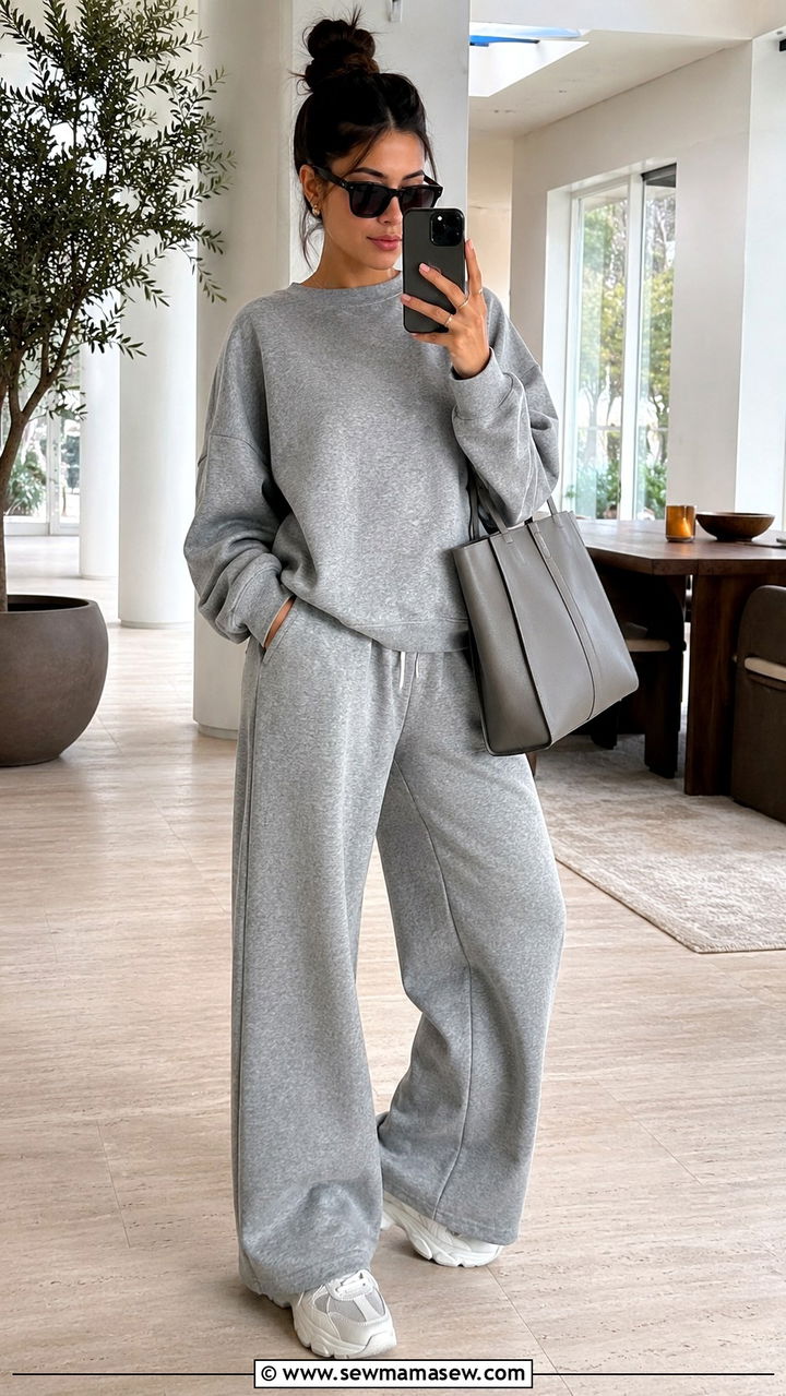 Grey Monochrome Athleisure Set Outfit - 25 Athleisure outfit ideas 2026
