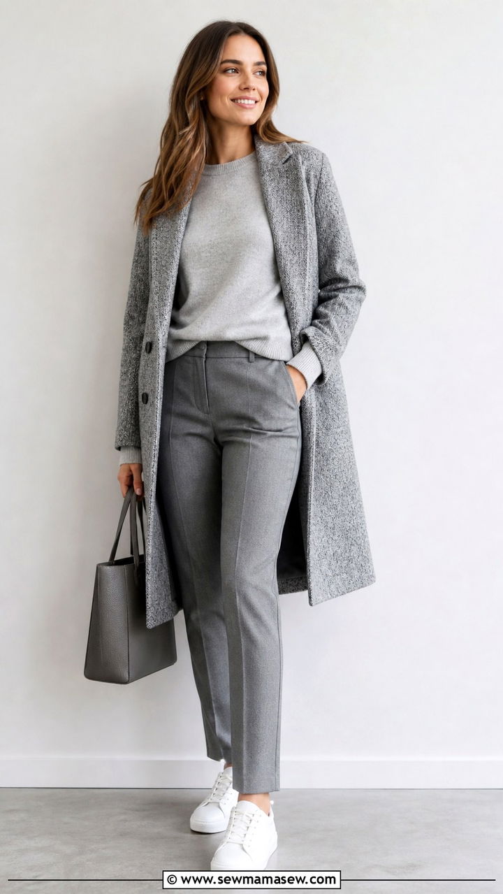 Grey Pants with Grey Fine Knit Sweater - 40 Corporate outfit ideas
