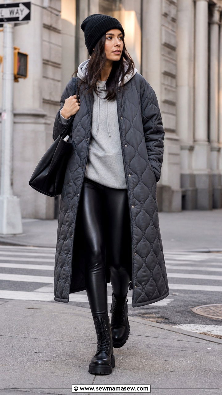 Grey Quilted Coat Outfit Street Style - 40 Quilted coat outfit ideas