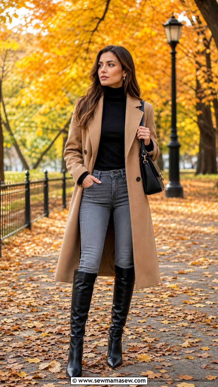 Grey Skinny Jeans With Turtleneck And Knee High Boots - 40 casual skinny jeans outfits
