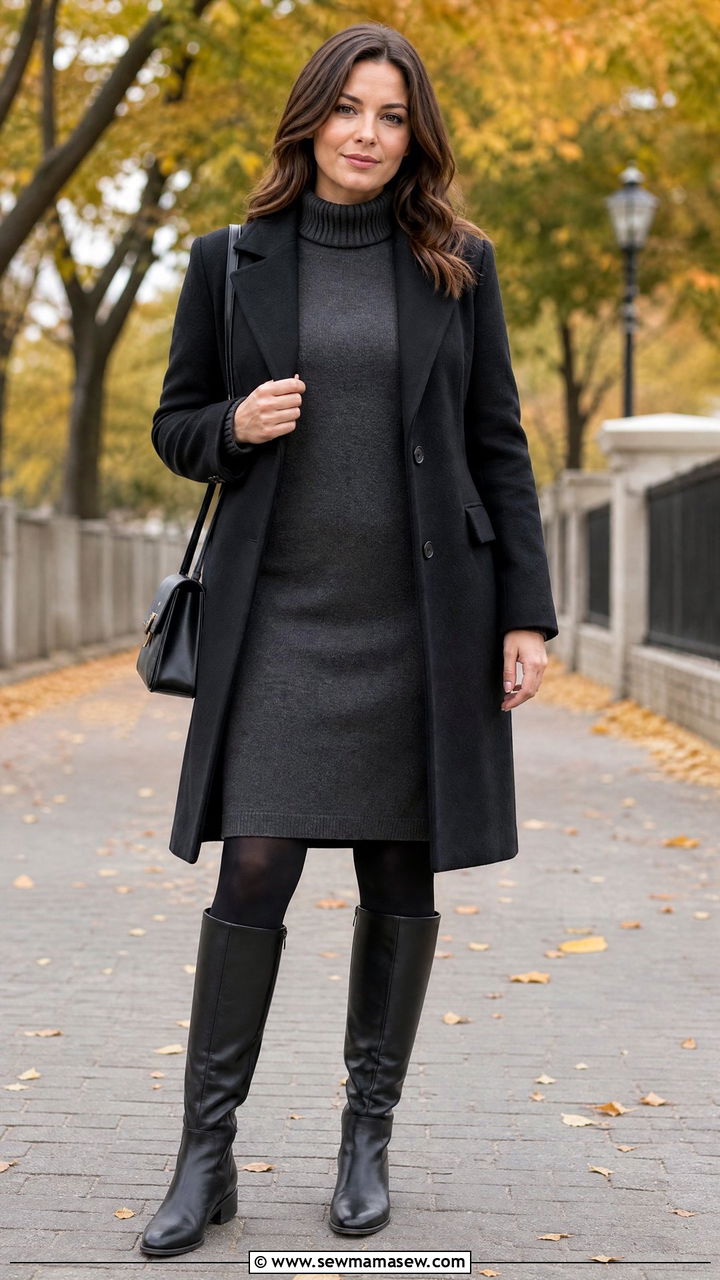 Grey Sweater Dress for Memorial Service - 30 Memorial service outfit ideas