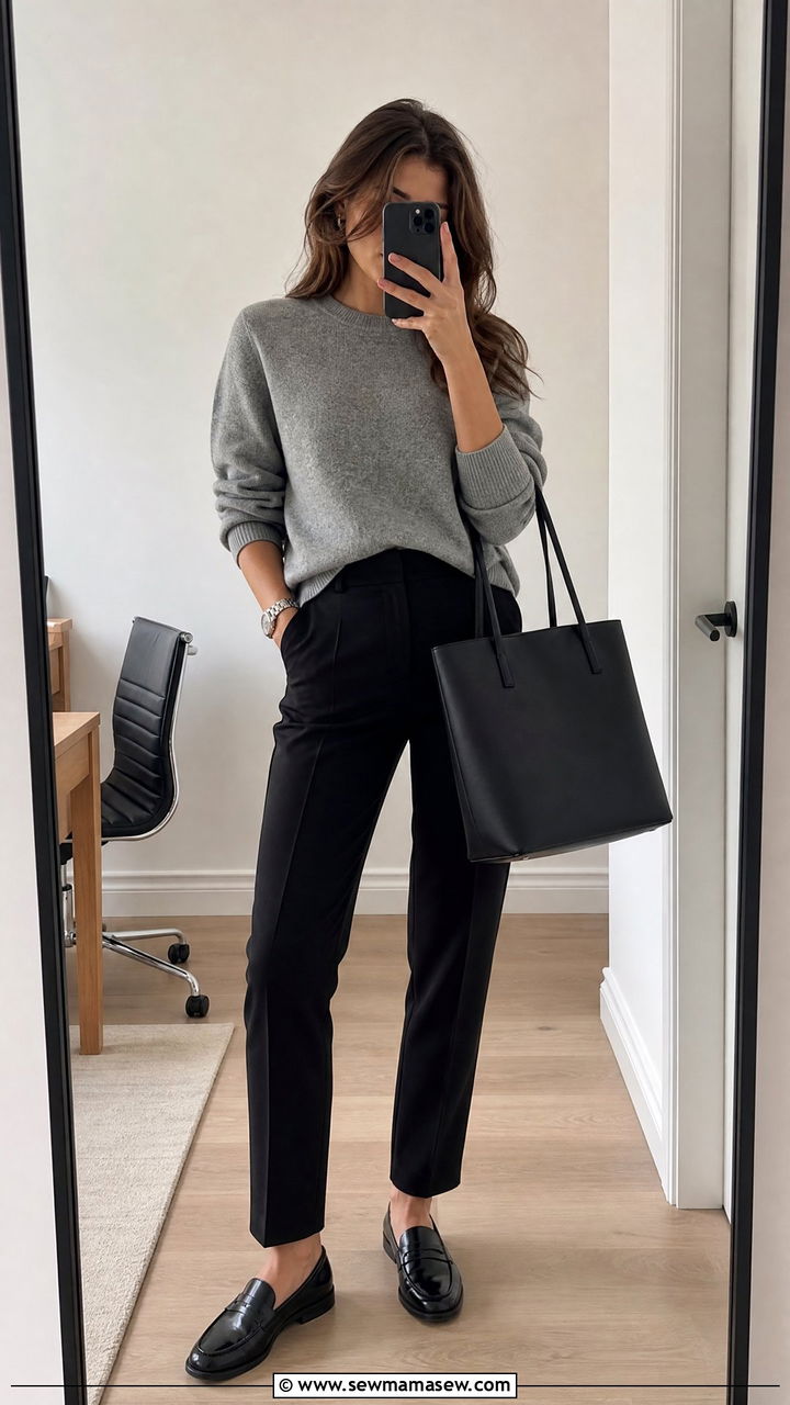 Grey Sweater With Black Trousers - 35 Modern business casual outfits