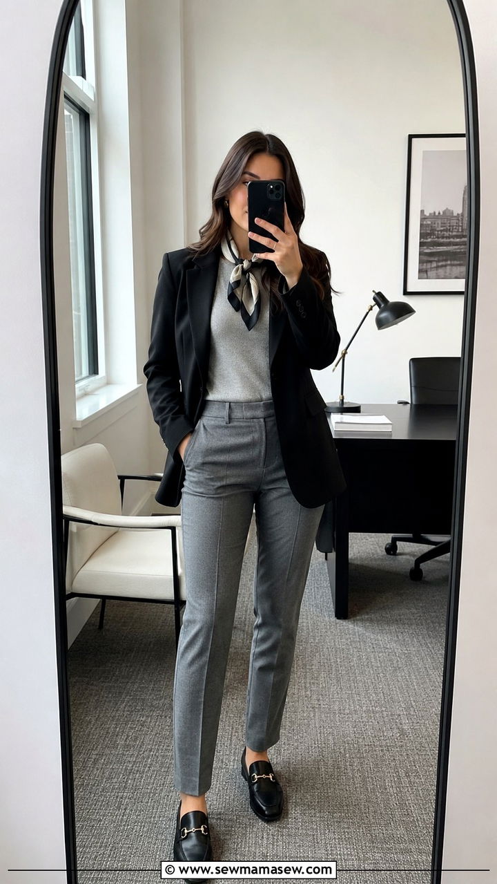 Grey Tailored Trousers with Black Blazer - 25 Paralegal outfit ideas
